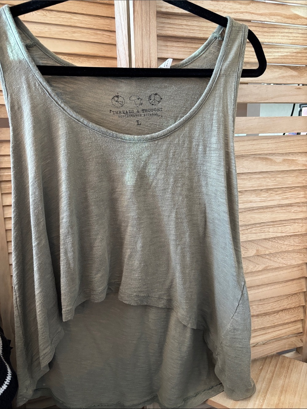Threads 4 Thought Olive Tank Top - Layered Swing Hem Large
